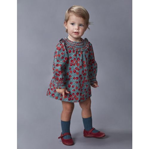 Vestido com gola colarinho azul claro feito à mão