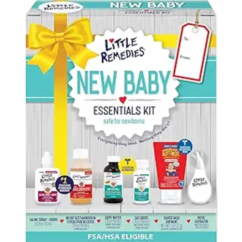 Little Remedies New Baby Essentials Kit, 6-in-1 Bundle for Newborns | Baby Care Set, Newborn Essentials, Saline Nasal Spray, Diaper Rash Cream, Gas Relief Drops, Gripe Water, Baby Pain Reliever