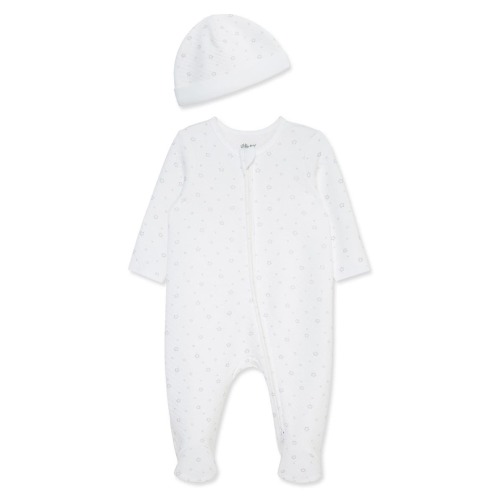 Little Me Stars Organic Cotton Blend Footie & Hat Set | Nordstromrack
