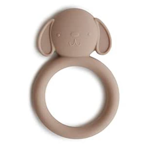 mushie Silicone Baby Teether Toy | Dog Brown