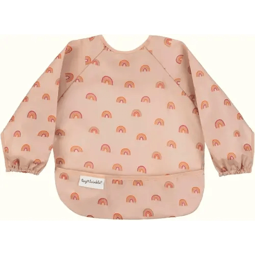 Tiny Twinkle Long Sleeve Bib for Babies & Toddlers – Waterproof Smock Bib for Eating – Machine Washable & Mess-Proof, Baby Feeding Essential & Shower Must-Have(Boho Rainbow, 6–24M)