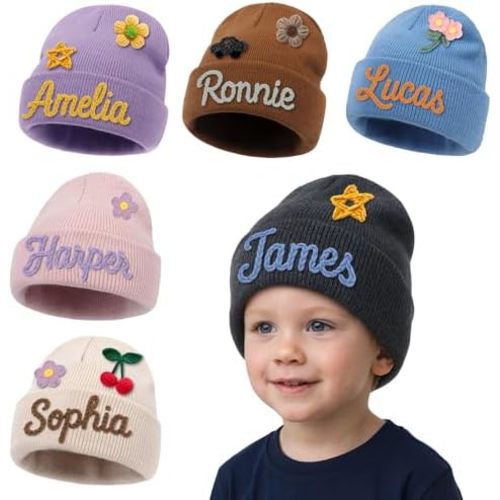 lanleay Custom Toddler Baby Beanies Personalized Baby Kids Knit Hat