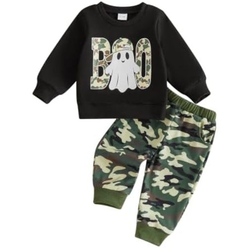 Toddler Boy Girl Halloween Outfit Boo Sweatshirt Pant Fall Clothes