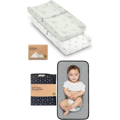 KeaBabies 2-Pack Baby Changing Pad Covers for Girl, Boy and Portable Diaper Changing Pad - Baby Nursery Diaper Changing Pad Cover - Waterproof Foldable Changing Mat