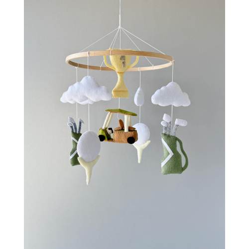 Baby golf mobile nursery, sports mobile for crib, baby boy felt mobile, golf nursery decor, golf baby shower