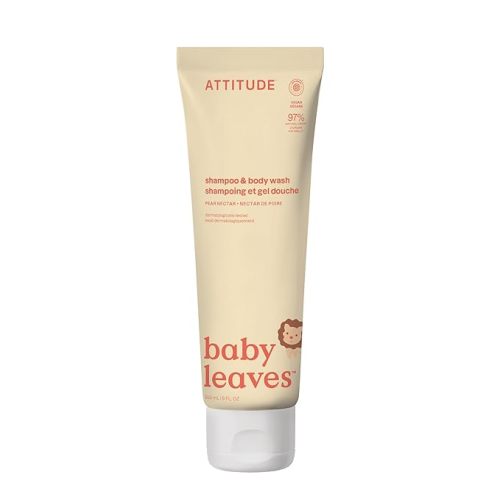 ATTITUDE Baby Shampoo, Body Wash & Soap 2-in-1, Pear Nectar, 8 Fl Oz