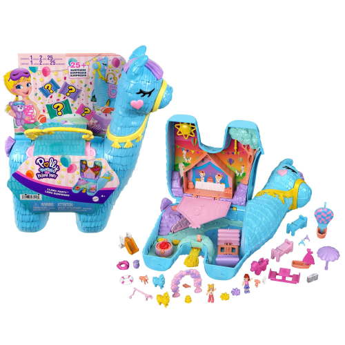 Polly Pocket Large Llama Party Compact, Animal Toy with 2 Micro Dolls and 25+ Surprise Accessories