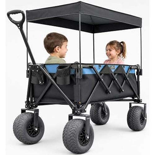 Beach Wagon with Seats & Canopy with Big Air Wheels for Sand