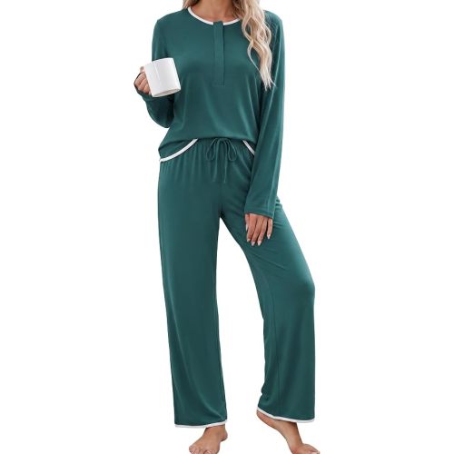 OUGES Women's Magnetic Nursing Button Tops Pajama Sets Postpartum Outfits