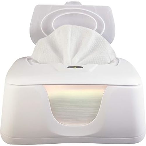 Baby Wet Wipe Warmer and Wet Wipe Dispenser, Advanced Features - 4 Bright Auto Off LED Ample Lights for Nighttime Changes, Dual Heat for Baby's Comfort, Improved Design and Only at Amazon