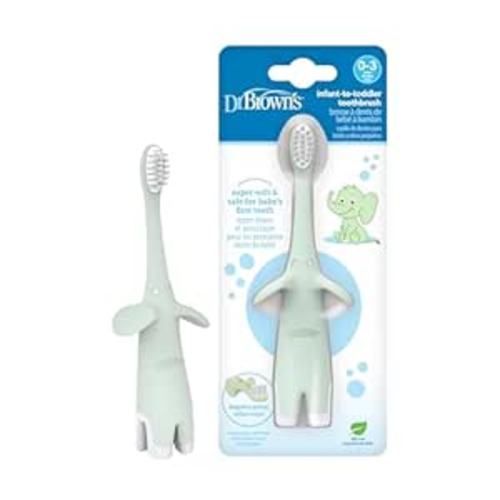 Dr. Brown's Infant-to-Toddler Toothbrush, Elephant, Mint, 0-3 Years