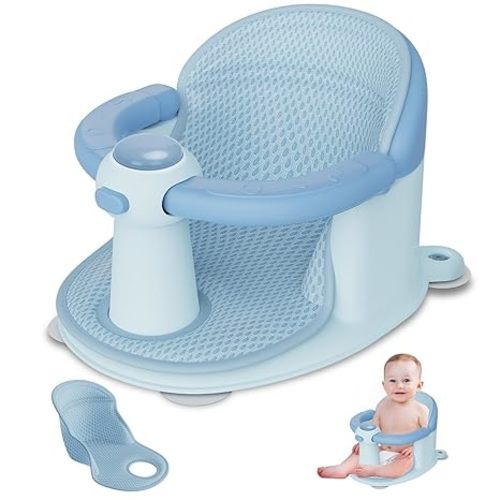 Baby Bath Seat for Babies 6 Months & Up - Baby Bath Seats for Babies Sitting Up | Non-Slip Baby Bath Chair with Cushion & Suction Cup | Toddler Bath Seat Newborn Infants Baby Bathtub Seat (Blue)