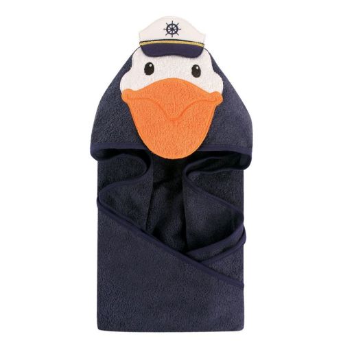 Hudson Baby Infant Boy Cotton Animal Hooded Towel, Pelican, One Size