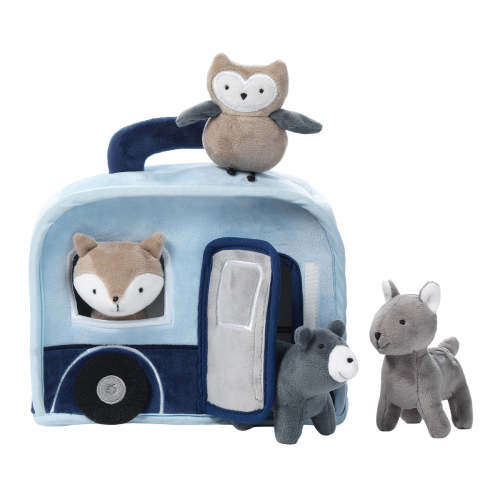 Interactive Blue Camper/RV Plush w/ Stuffed Animal Toys– Lambs & Ivy