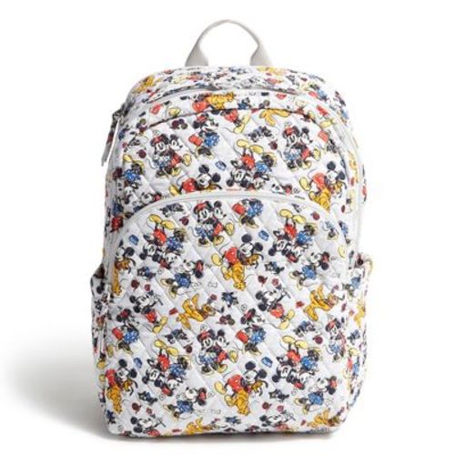 Vera Bradley Women's Outlet Disney Cotton Essential Large Backpack Mickey Mouse Family Fun Multi