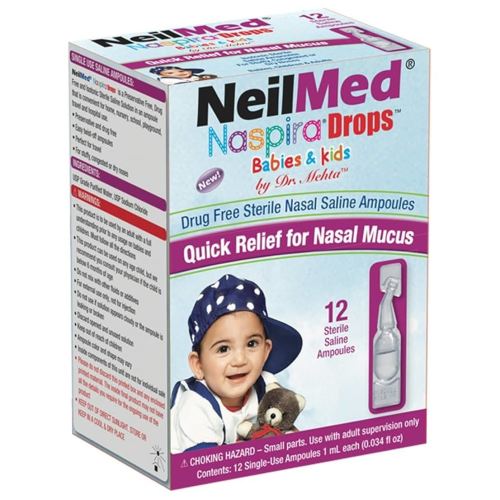 NeilMed Naspira Drops - Easy twist-off 12ct Ampoules, (Packaging May Vary)