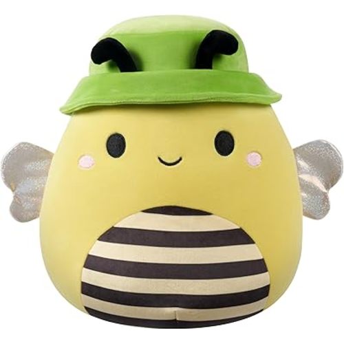 Squishmallows Original 12-Inch Sunny Yellow Bee with Green Bucket Hat - Official Jazwares Plush (Medium-Sized)