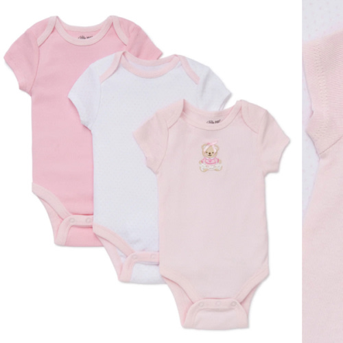 Pink Bear 3-Pack Bodysuits