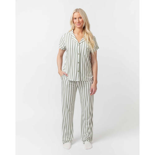 Grow With The Flow Women's Short Sleeve Collar Shirt & Pants Pajama Se