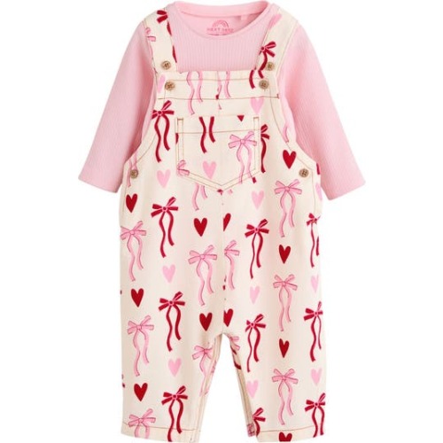 Kids' Bow Overalls & Bodysuit Set