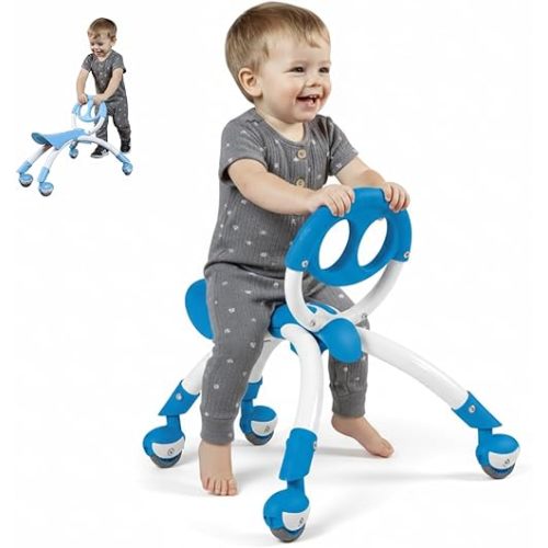 YBIKE Pewi Walking Ride On Toy - from Baby Walker to Toddler Ride On for Ages 9 Months to 3 Years Old, YPIW3, Blue