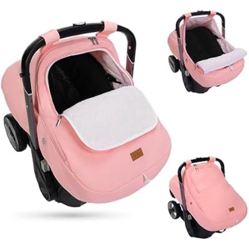 Bioby Winter Baby Car Seat Cover, Infant Car Seat Cover for Boy Girl, Pink