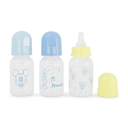 Baby Bottles 5 oz for Boys and Girls| 3 Pack of Disney "Sketch Mickey" Infant Bottles for Newborns and All Babies | BPA-Free Plastic Baby Bottle for Baby Shower