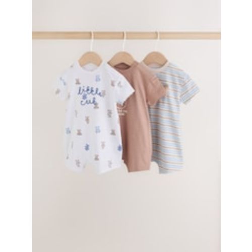Blue/Brown Bear Jersey Baby Rompers 3 Pack