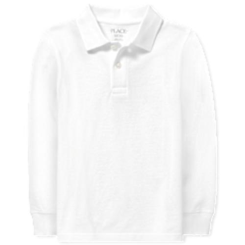 Boys Uniform Long Sleeve Pique Polo - WHITE | The Children's Place