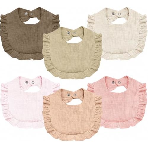 Baby Muslin Bibs,6 Pcs Drool Bandana Bibs for Baby Girl Drooling and Teething,Soft and Absorbent Cotton for Newborn