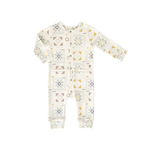Organic Cotton Baby Romper - Patchwork, 3-6m