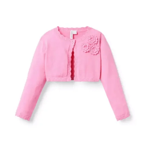 Girl Tulip Pink Crochet Flower Cropped Cardigan by Janie and Jack