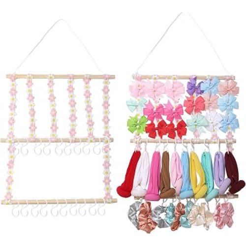 Headband Holder Hair Bow Organizer for Girls Pink