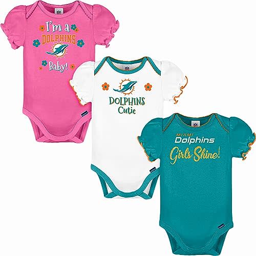 Gerber NFL Baby Girls 3-Pack Short Sleeve Onesie Bodysuit