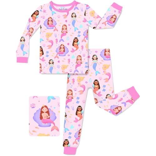 Bamboo Viscose Toddler Girls Kids Pajamas Unicorn Mermaid Pjs Long Sleeve Snug fit 12M-8Y 2pcs Soft Jammies