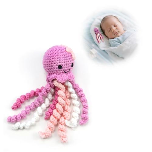 Handmade Crochet Octopus for NICU Babies & Preemies, Scent Bonding Keepsake for Baby, NICU Separation Anxiety Gift, Soft Comfort Gift for Newborn (Light Purple)