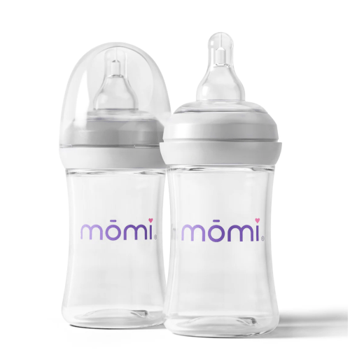 mōmi breast-like glass baby bottle sets in 4oz