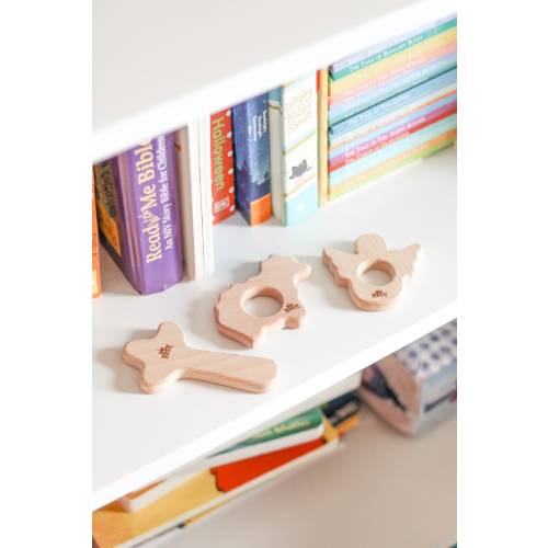 Christian / Catholic Wooden Baby Teethers - Angel, Cross, Lamb Set of 3 - Wooden, Montessori, Sensory, Christian, Catholic, Toy, Wooden Toy,