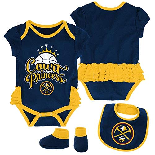 Outerstuff NBA Newborn Infants Mini Trifecta 3 Piece Creeper, Bib and Bootie Bodysuit Set