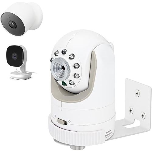 Adhesive Metal Wall Mount for Infant Optics DXR-8 Pro, myQ Smart Garage Security Camera, Google Nest Cam Outdoor or Indoor, Battery- 2nd, Two Ways Installation, Keep Out Reach of Baby