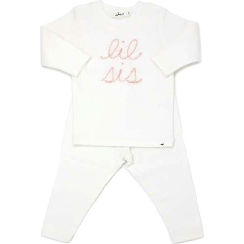 "lil sis" Pink Sparkle Embroidered Two Piece Set