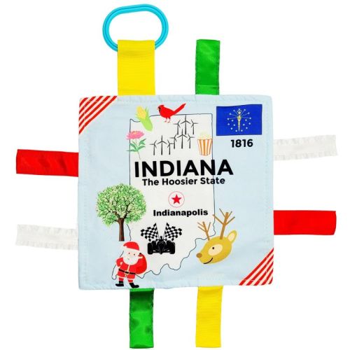 Baby Jack The Learning Lovey Indiana State Baby Tag Crinkle Square Toy That Teaches Facts 8" x 8"