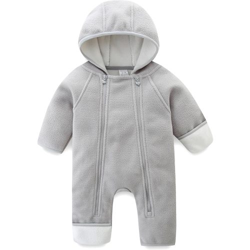 Newborn Baby Fleece Jumpsuit Girls Boys Winter Hooded Coverall Romper Cute Baby Snowsuit Clothes