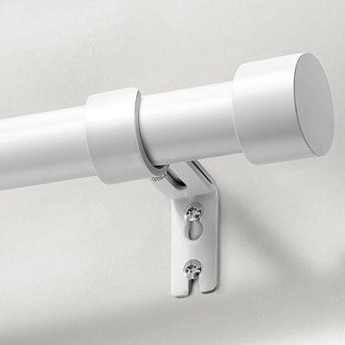 Zeerobee Curtain Rods for Windows 48 to 84, White Curtain Rod, Adjustable 1 Inch Heavy Duty Outdoor/Indoor Modern Drapery Pole, 32"-86"
