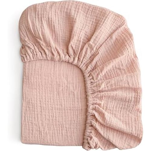 mushie Extra Soft Muslin Fitted MINI Crib Sheet | 24"x 38" (Blush)