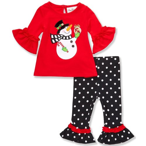 Rare Editions Baby Girls 3/4-Sleeve Tunic Top & Printed Leggings Set