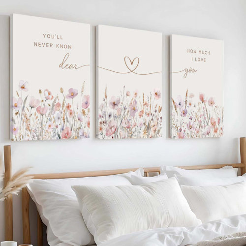 3Pcs Wildflower Nursery Canvas Wall Art Flower Botanical Sentence Poster Painting Picture Wall Decor Boho Nurseries Print Artwork For Nursery Baby Room Living Room Bedroom Home Decoration12x16in | Wayfair
