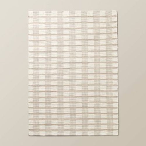 5'x7' Rib Stripe Plaid Handmade Woven Area Rug Tan/Cream/Khaki - Hearth & Hand™ with Magnolia