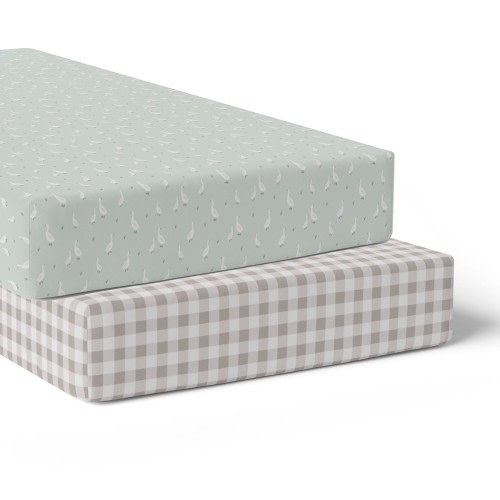 Bubba Blue Provincial Cot Fitted Sheet 2 Pack Olive/Taupe