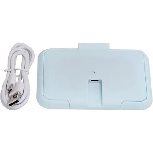 Portable Baby Wipe Warmer, Travel Wipe Warmer and Baby Wet Wipes Dispenser Wipes Warmer for Newborn Baby USB Wet Wipe Heater Constant Temperature Wipes Warmer for Household Car (Blue)